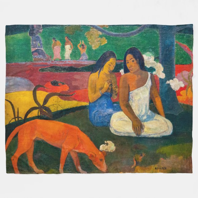 Cobertor De Velo Paul Gauguin - Árearea / O Cachorro Vermelho (Frente (Horizontal))