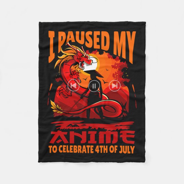 Cobertor De Velo Pausou Meu Anime Para Celebrar 4 De Julho Em depen (Frente)