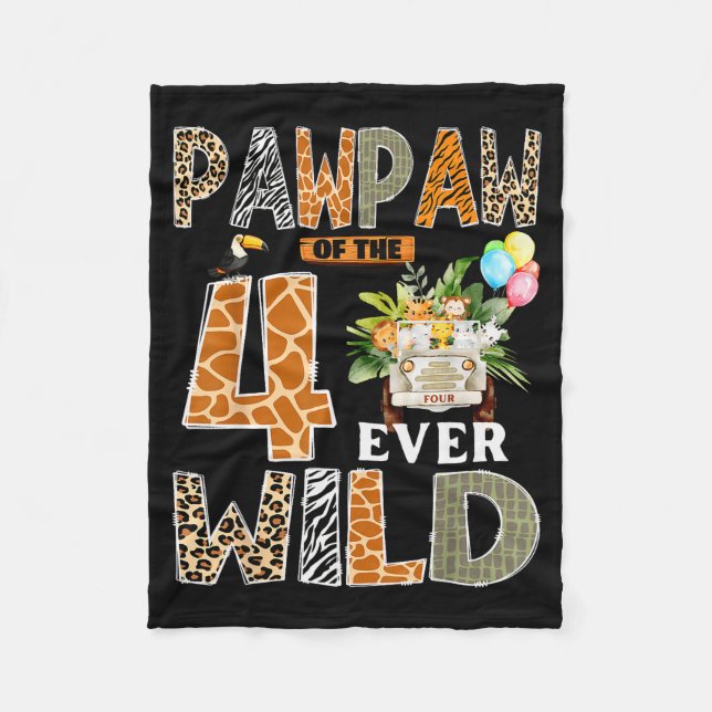 Cobertor De Velo Pawpaw Of The Four Ever Wild Safari 4th Birthday B (Frente)