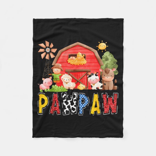 Cobertor De Velo Pawpaw Red Farm Cow Birthday Boy Matching Family P (Frente)