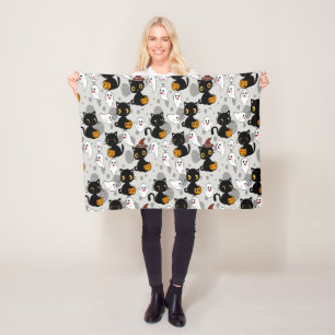 Cobertor De Velo Paws de Abóbora Fantasma Spooky