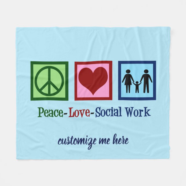 Cobertor De Velo Paz Ame Trabalho Social Personalizado Trabalho Soc (Frente (Horizontal))