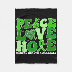 Cobertor De Velo Paz Amor Esperança Saúde Mental Verde Saúde Mental