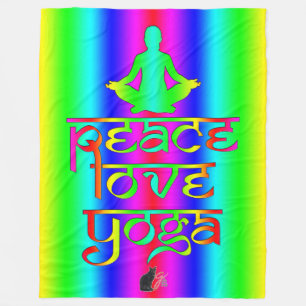 Cobertor De Velo Paz Amor Yoga Intencões Arco-íris