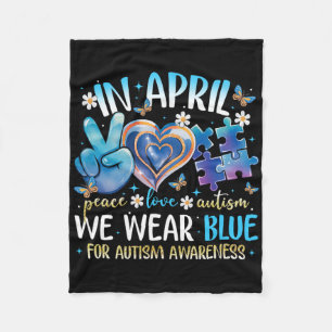 Cobertor De Velo Paz Autismo Consciência Em Abril Nós Vestimos Azul
