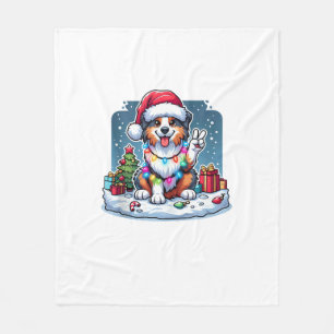 Cobertor De Velo Peace Hand Australian Shepherd Christmas Lights Wo