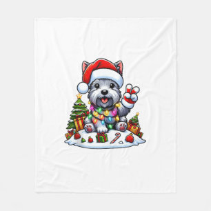 Cobertor De Velo Peace Hand Scottish Terrier Christmas Lights Women
