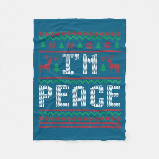 Cobertor De Velo Peace I Come In Peace Couple Matching Ugly Christm (Frente)