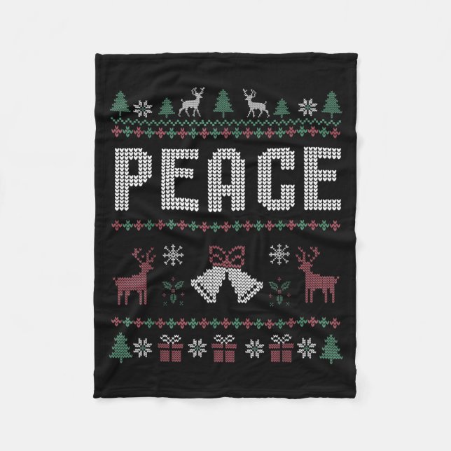 Cobertor De Velo Peace I Come In Peace Couple Matching Ugly Christm (Frente)