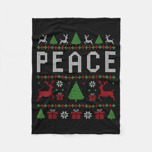 Cobertor De Velo Peace I Come In Peace Couple Matching Ugly Christm (Frente)