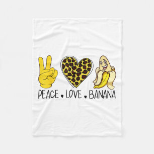 Cobertor De Velo Peace Love Banana Humor Fruta Lover Funny Love Ban
