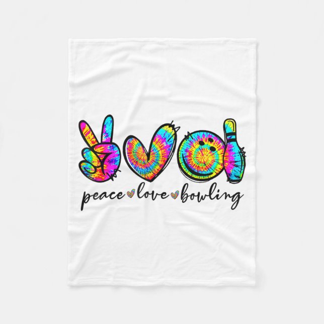 Cobertor De Velo Peace Love Bowling Tie Dye Funny Bowling Lovers  (Frente)