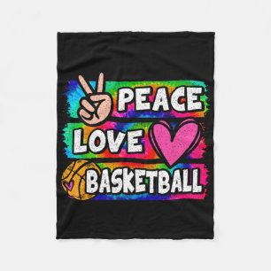 Cobertor De Velo Peace Love Bysketbyll Lover Cute Tie Dye Girls Boy