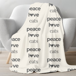Cobertor De Velo Peace Love Cats | Cream Cat Lover Modern Graphic