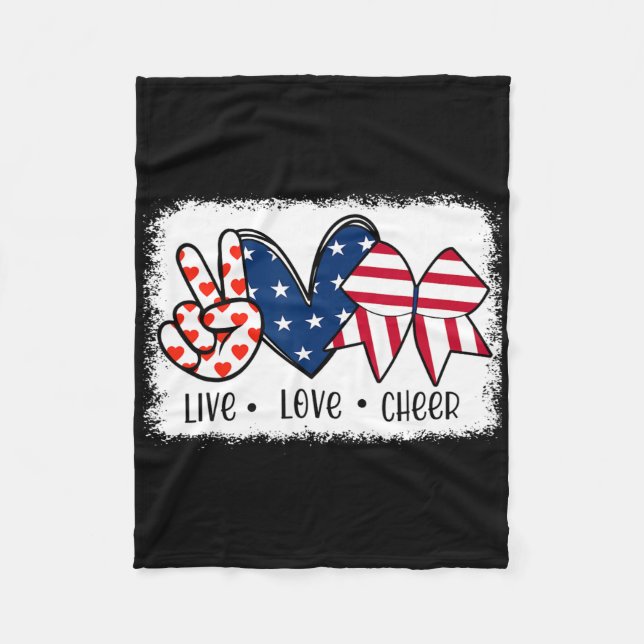 Cobertor De Velo Peace Love Chee Usa Flag 4 De Julho (Frente)