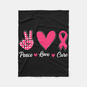Cobertor De Velo Peace Love Cure Heart Pink Ribbon Breast Cancer Aw