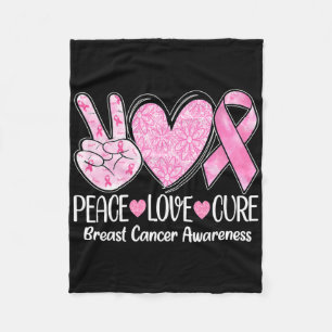Cobertor De Velo Peace Love Cure Pink Ribbon Bree Cancer Awarenes