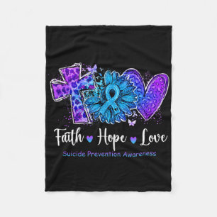 Cobertor De Velo Peace Love Cure Teal E Suicídio De Girassol Roxo