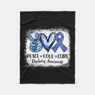 Cobertor De Velo Peace Love Cure Type 1 Diabetes Sensibilização T1d