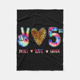 Cobertor De Velo Peace Love Fifth Grade Squad Back To School Gift