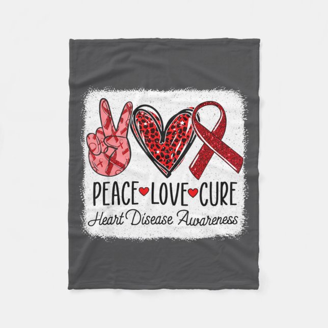 Cobertor De Velo Peace Love Heart Disease Awareness Chd Suprt Wear  (Frente)