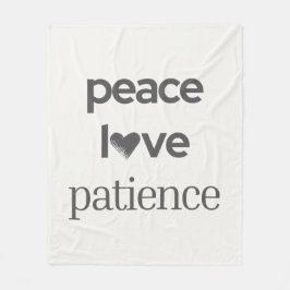 Cobertor De Velo Peace Love Patience - Cozy Calm Modern Lifestyle