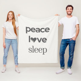 Cobertor De Velo Peace Love Sleep -Cozy Comfy Calm Modern Lifestyle