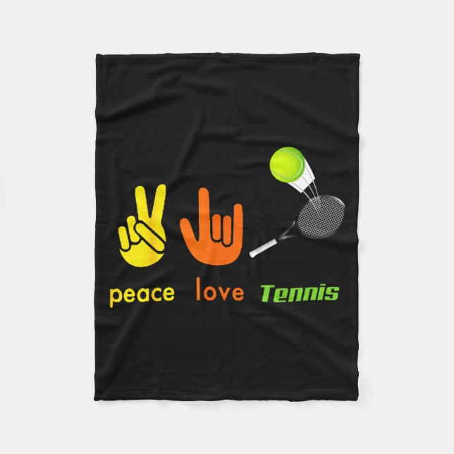 Cobertor De Velo Peace Love Tennis Funny Tennis Lovers Hand Sign De (Frente)