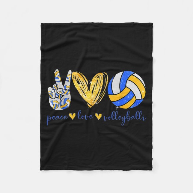 Cobertor De Velo Peace Love Volleyball Retro Art Volleyball Player  (Frente)