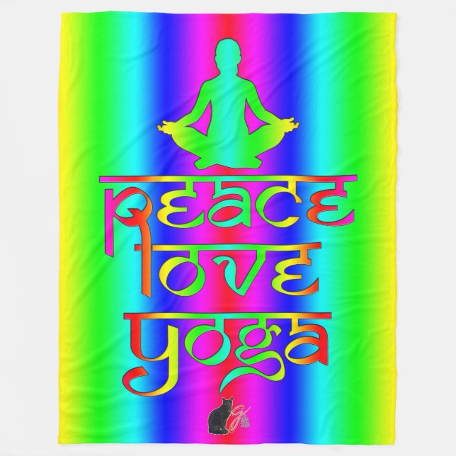 Cobertor De Velo Peace Love Yoga Rainbow Intentions (Frente)
