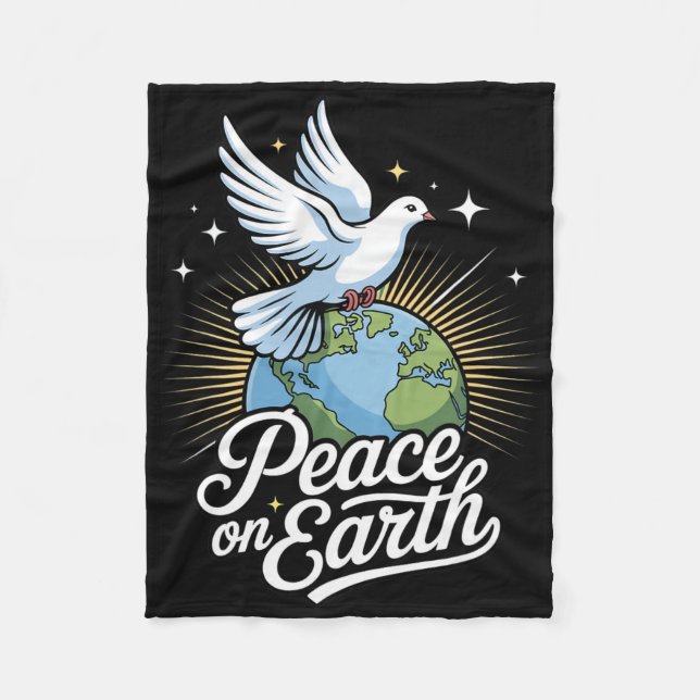 Cobertor De Velo Peace On Earth Dove And Globe Faith Christmas  (Frente)