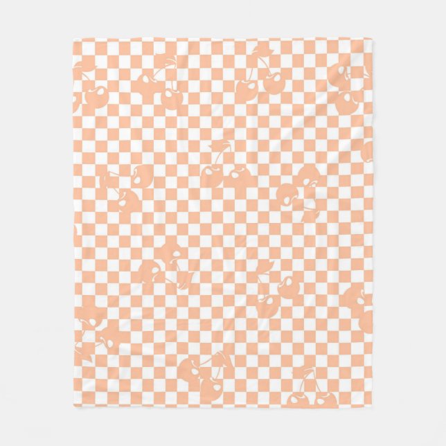Cobertor De Velo Peach Fuzz Cherry Gingham Patterno (Frente)