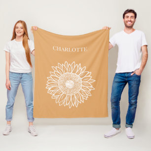 Cobertor De Velo Peach Sunflower Floral Nome Personalizado Home