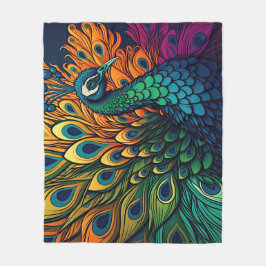 Cobertor De Velo Peacock Colorido, Estilo Art Deco