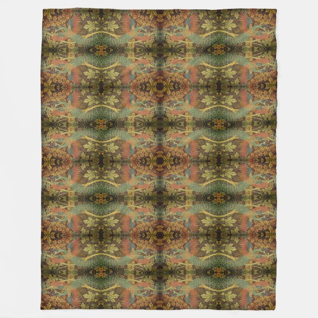 Cobertor De Velo Peacock e Oakleaf floral Victorian jacquard Thr (Frente)