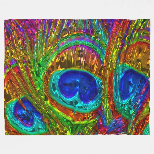 Cobertor De Velo Peacock Feather Glass Art 1° (Frente (Horizontal))