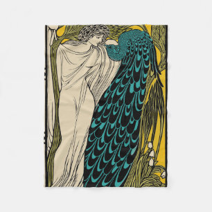 Cobertor De Velo Peacock Fine Art Bird Nouveau