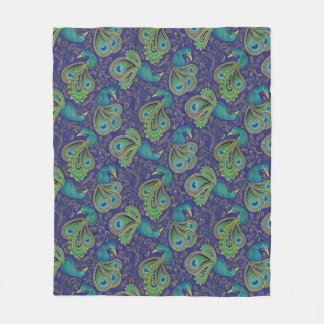 Cobertor De Velo Peacock Paisley Pattern Blue