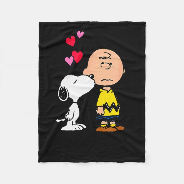 Cobertor De Velo Peanuts - And Charlie Dog Kisses Valentine Wishes  (Frente)