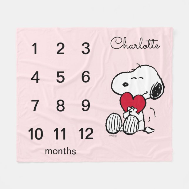 Cobertor De Velo Peanuts Snoopy | Cobertorzinho Mensal de Bebê Flee (Frente (Horizontal))