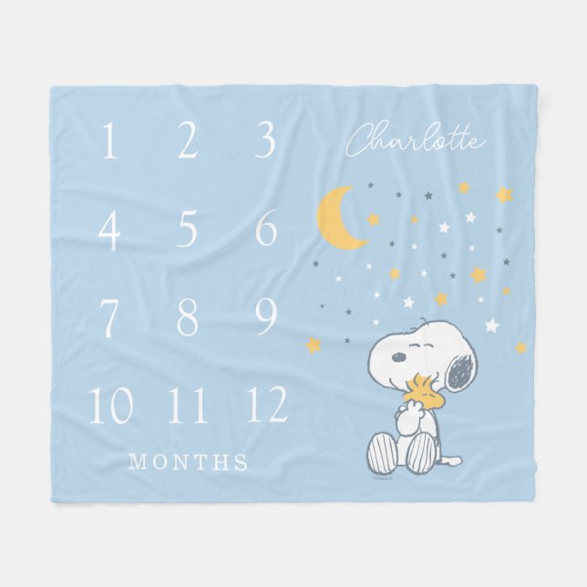 Cobertor De Velo Peanuts Snoopy | Monthly Milestone Baby (Frente (Horizontal))