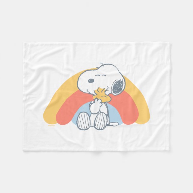 Cobertor De Velo Peanuts | Snoopy & Woodstock Rainbow Baby Fleece B (Frente (Horizontal))