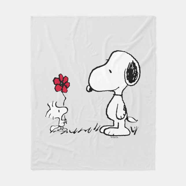 Cobertor De Velo Peanuts | Snoopy & Woodstock Red & Black (Frente)