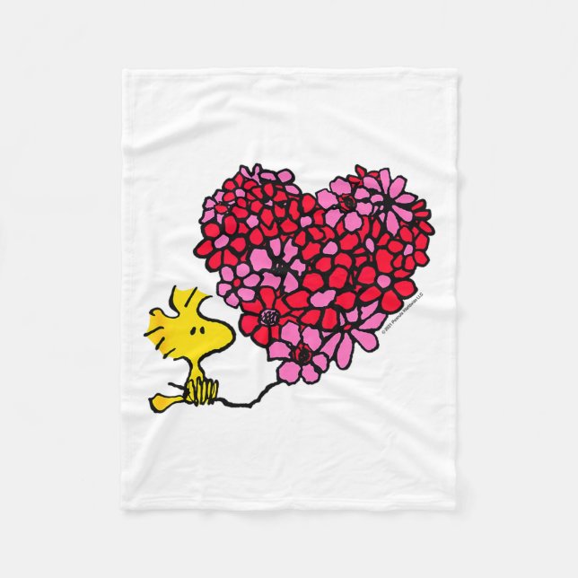 Cobertor De Velo Peanuts - Valentines - Floral Heart  (Frente)