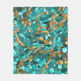 Cobertor De Velo Pebbles Mosaic Art - Emerald e Dourado