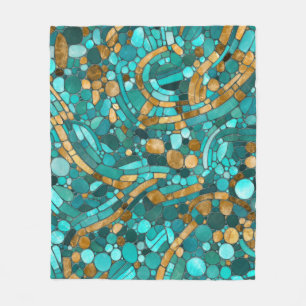 Cobertor De Velo Pebbles Mosaic Art - Emerald e Dourado