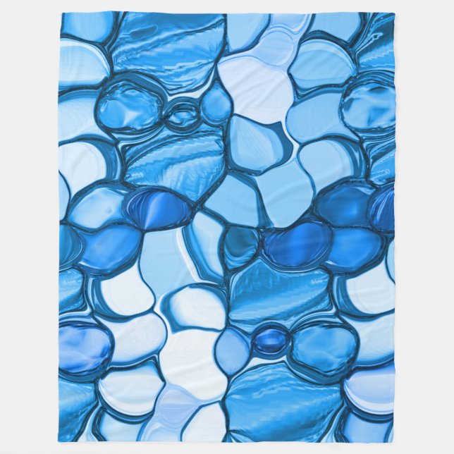 Cobertor De Velo Pedras redondas em tons de azul real (Frente)