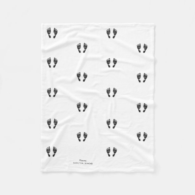 Cobertor De Velo Pegada Personalizada | Carregue Seu Bebê Em (Frente)