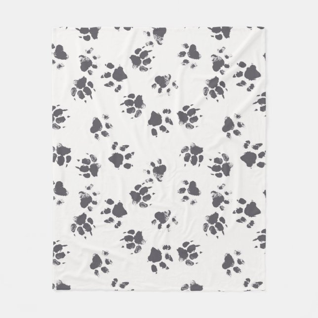Cobertor De Velo Pegadas De Pata: Cachorro Monocromo Sem Costura. (Frente)