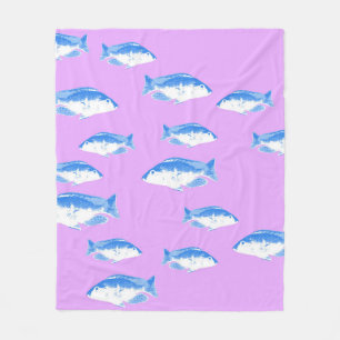 Cobertor De Velo Peixe azul em lilás